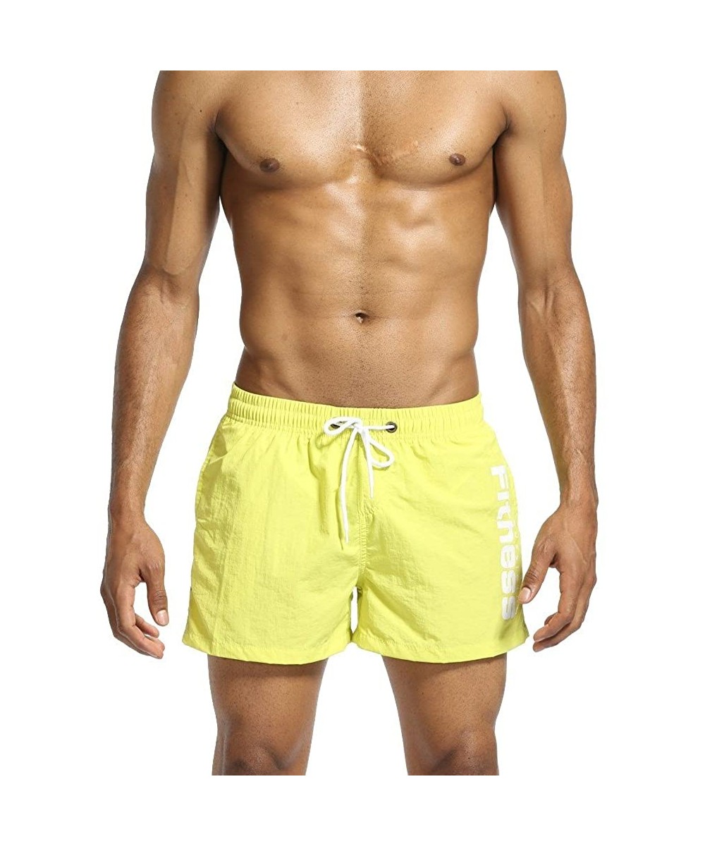 Men's Swimwear Running Surfing Sports Beach Camouflage Shorts Trunks Board Pants - Yellow - C018SMC343C $15.87-Board Shorts