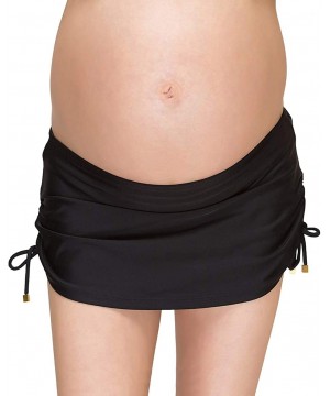 Maternity Swim Skirt with Shorts - Navy - Black W/ Black Brief and Drawstrings - CJ18SXUD8AQ $15.24-Bottoms