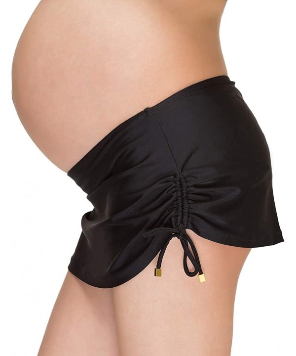 Maternity Swim Skirt with Shorts - Navy - Black W/ Black Brief and Drawstrings - CJ18SXUD8AQ $15.24-Bottoms