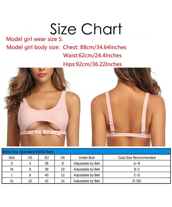 High Neck Bikini Brazilian Bikinis Sexy Swimsuits for Women High Cut Bathing Suit Women Belt Swimwear Pink Pink Top - CU1906O...