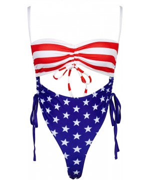 Womens Sexy High Waist One Piece Swimsuit Tummy Control Swimwear - Flag - CH1900ZE8ET $27.40-One-Pieces