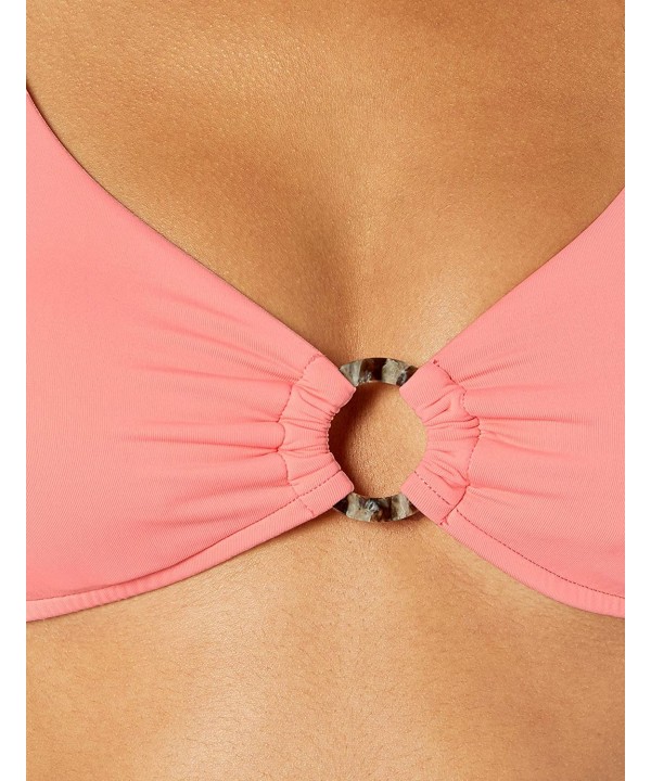 Women's Ring Bralette with Sash Front Bikini Top Swimsuit - Active Peach - CZ18OELRKAU $40.41-Tops