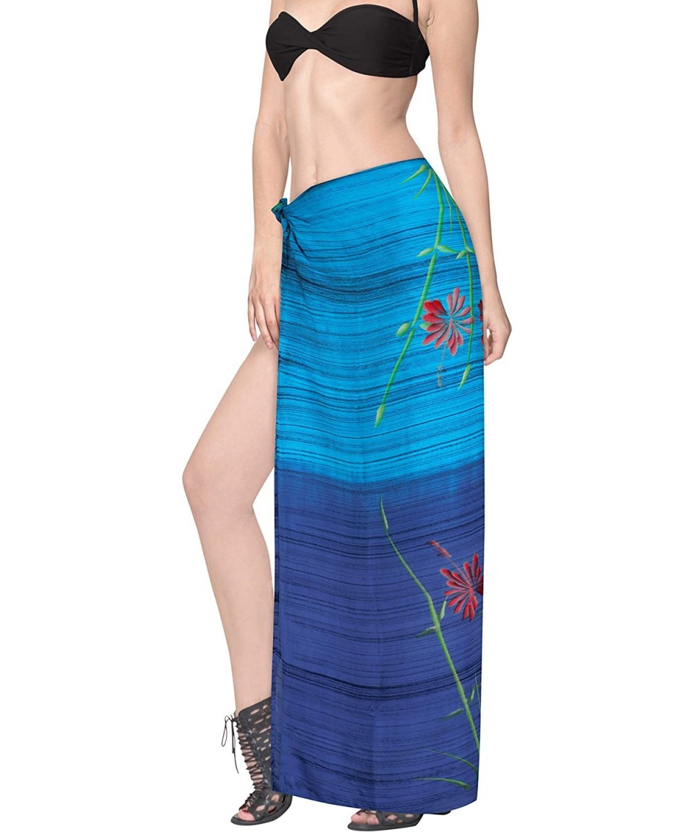 Women Swimsuit Cover Up Beach Wrap Skirt Hawaiian Sarong Hand Tie Dye A - Blue_x925 - CL18L7N8GNM $13.80-Cover-Ups