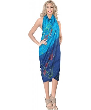 Women Swimsuit Cover Up Beach Wrap Skirt Hawaiian Sarong Hand Tie Dye A - Blue_x925 - CL18L7N8GNM $13.80-Cover-Ups