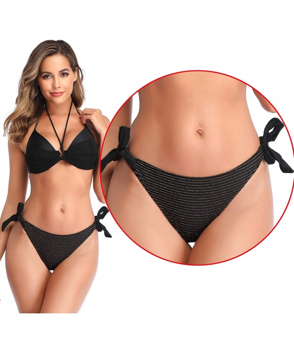 Bikini Swimsuit for Women Sexy Two Piece Side Tie Bathing Buits - Black Bottom - CM19608R5ZX $15.26-Bottoms